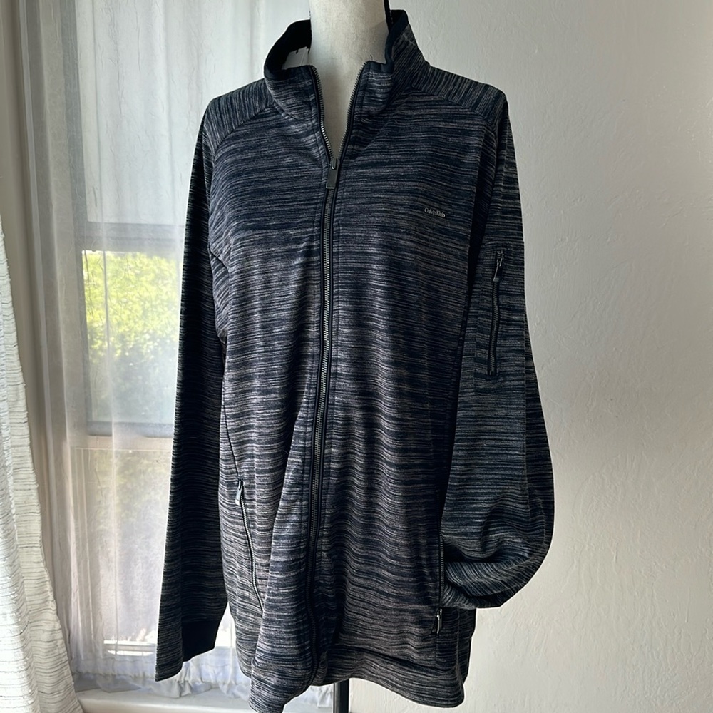 Calvin Klein Men’s Full Zip Mock Neck Raglan Jacket color Black Space XXL